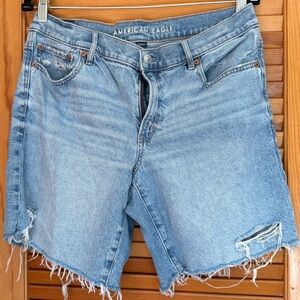 American Eagle Outfitters Women's Frayed Jean Shorts - Light Blue